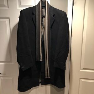 Men’s Black Cashmere Wool Peacoat with 2 scarves